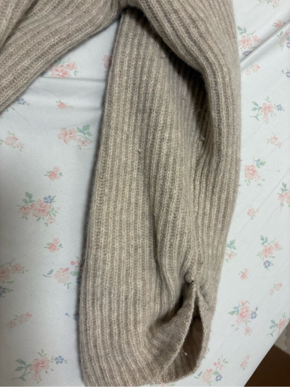 Plush Cashmere Rib-Knit Cardigan - Cream Nap originally $399 - Picture 3 of 6